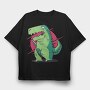 T Rex Smartphone Phone, Tricou Oversize Barbati (Unisex)