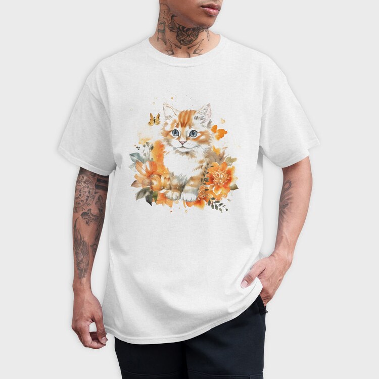 Watercolor Kitten Cute Cat, Tricou Barbati (Unisex)