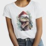 T Rex Wearing A Santa Hat Dinosaur Xmas, Tricou Femei
