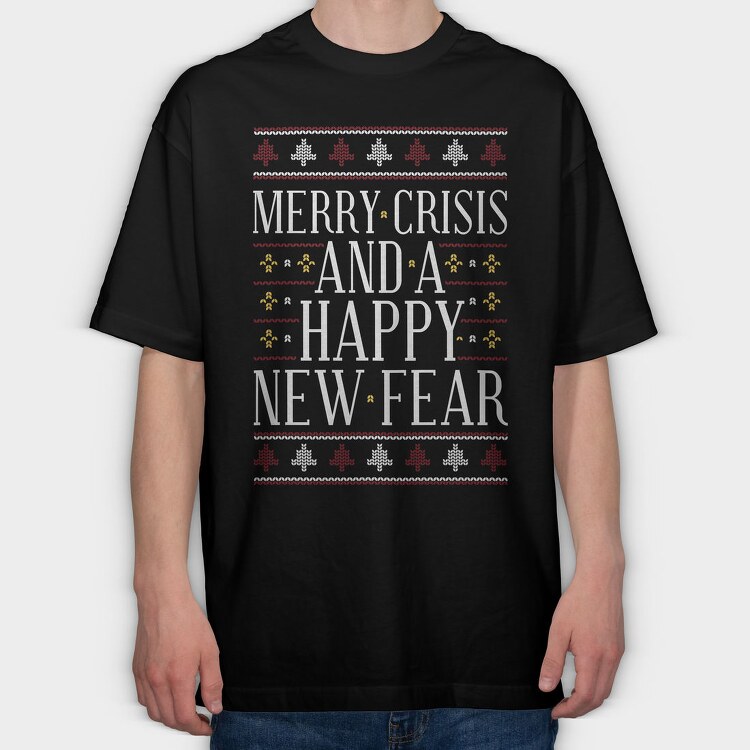 Merry Crisis Ugly Sweater, Tricou Oversize Barbati (Unisex)