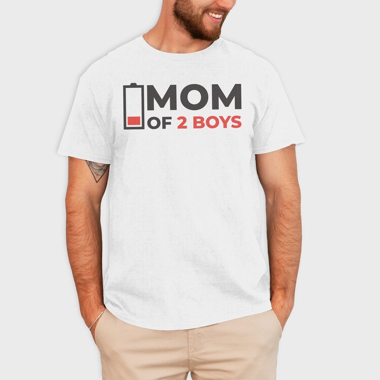 Funny Mom Quote Low Battery Mom Of 2 Boys, Tricou Barbati (Unisex)