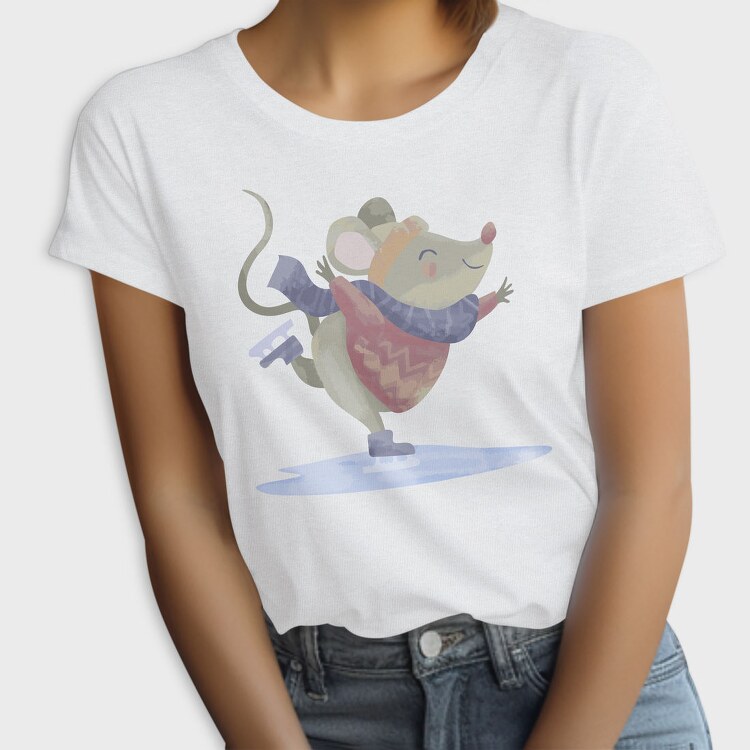 Ice Skating Mouse, Tricou Femei