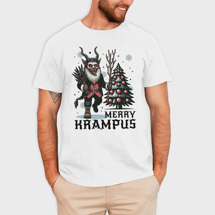 Merry Dark Krampus Cartoon, Tricou Barbati (Unisex)