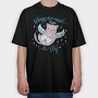 Cute Cat Angel Wings Are Made To Fly Mug, Tricou Oversize Barbati (Unisex)