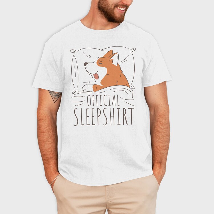 Official Sleep Shirt Corgi, Tricou Barbati (Unisex)