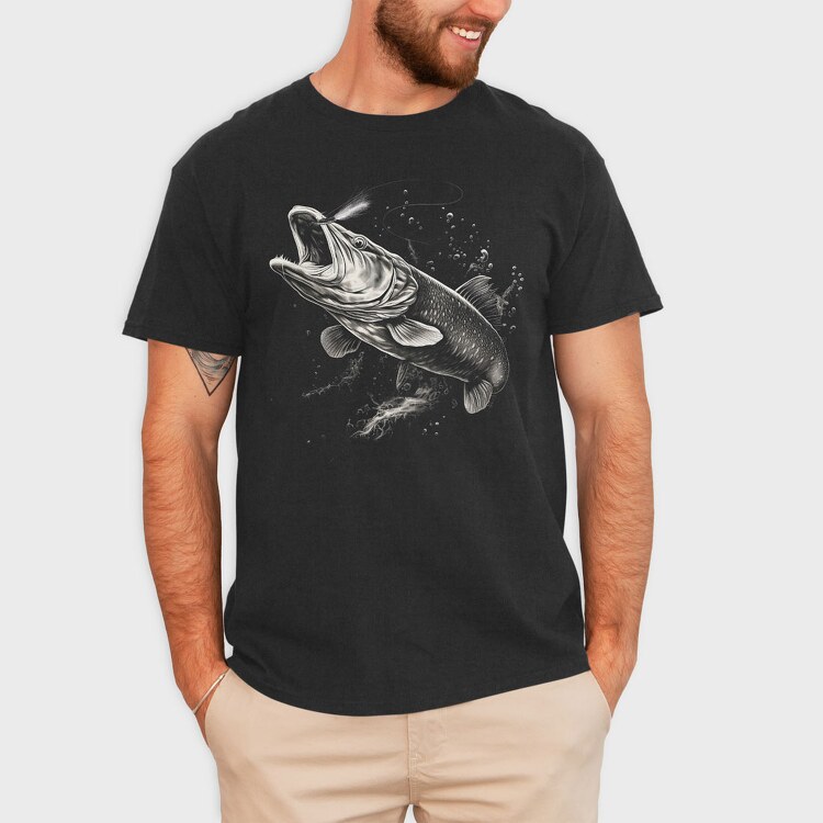Pike Fish Monochrome, Tricou Barbati (Unisex)