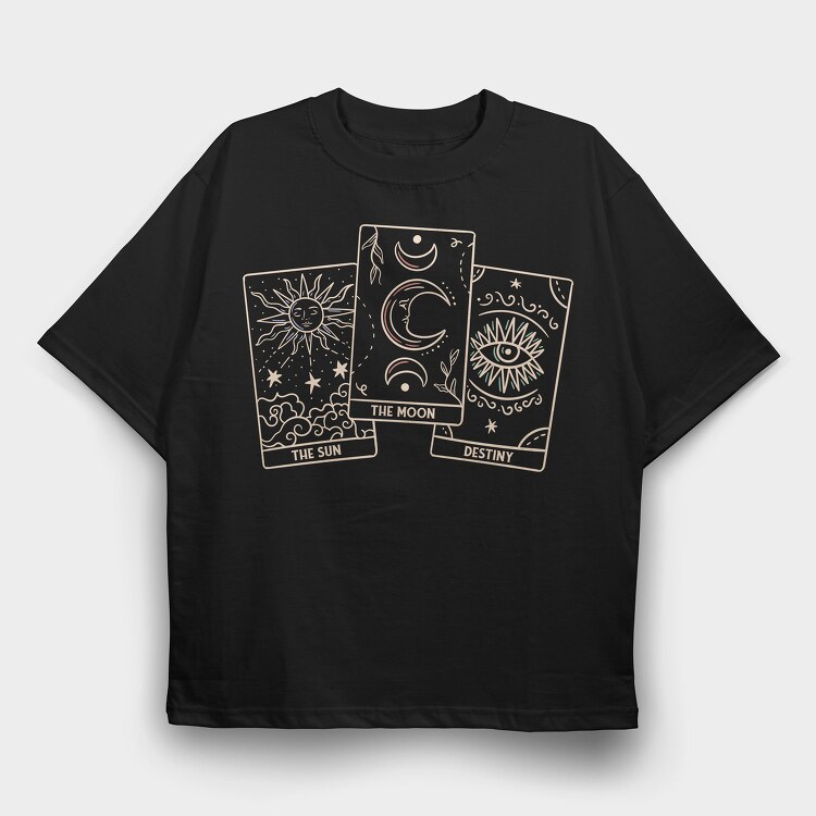 Tarot Cards Spiritual Sun Moon Destiny, Tricou Oversize Barbati (Unisex)