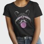 Funny Raccoon With Bubblegum And Glasses, Tricou Femei
