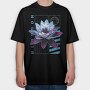 Metallic Lotus Flowers Metal Trap Chromed, Tricou Oversize Barbati (Unisex)