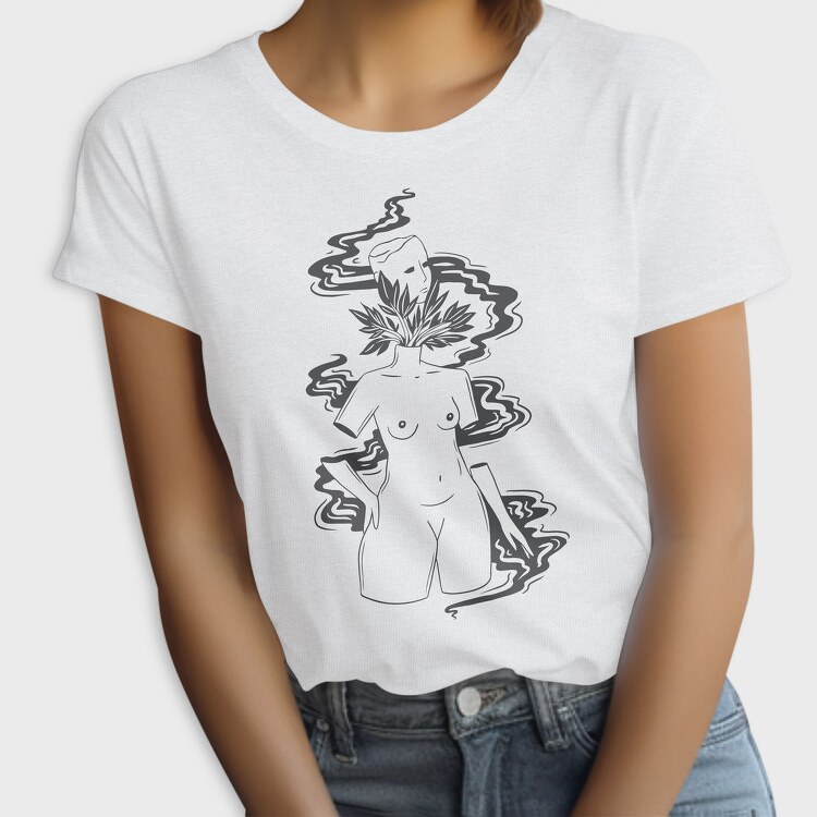 Abstract Statue With Plats Plants, Tricou Femei