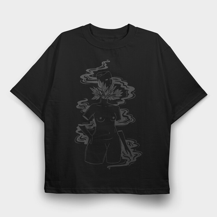 Abstract Statue With Plats Plants, Tricou Oversize Barbati (Unisex)