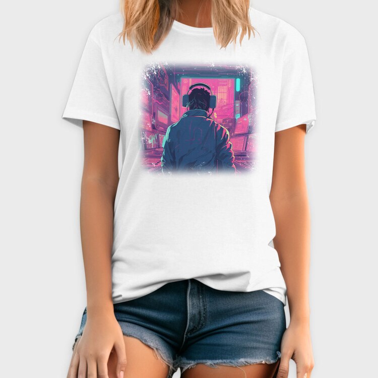 Woman Looking Out Of A Window Dj Party, Tricou Barbati (Unisex)