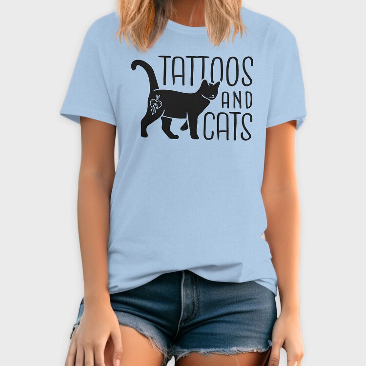 Tattoos And Cats, Tricou Barbati (Unisex)
