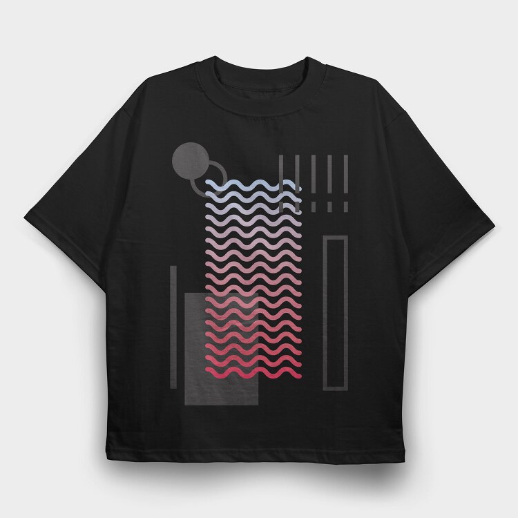 Abstract Waves Geometric, Tricou Oversize Barbati (Unisex)