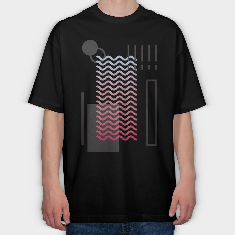 Abstract Waves Geometric, Tricou Oversize Barbati (Unisex)