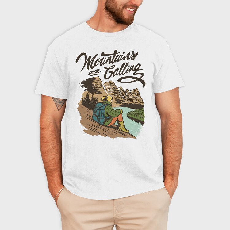 Woman Sitting On Glacier National Park, Tricou Barbati (Unisex)