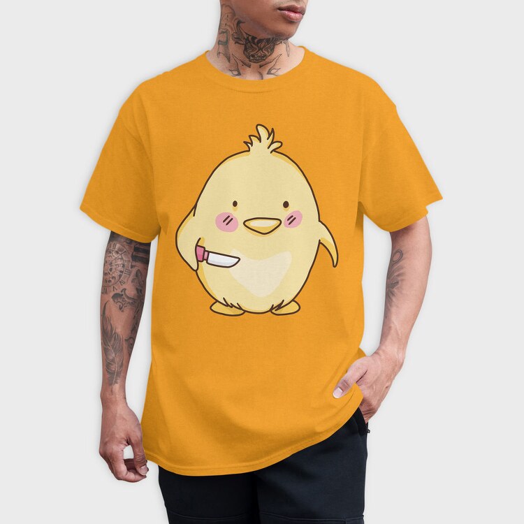 Cute Chick With Knife Mad Chicken, Tricou Barbati (Unisex)
