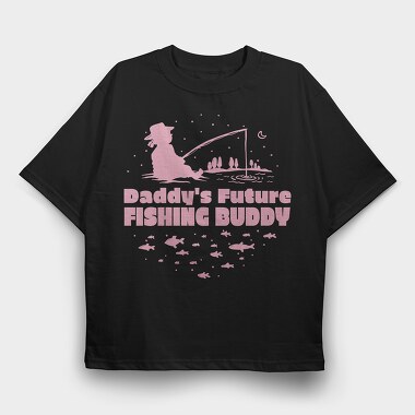 Cute Child Fishing Pink Daddy S Future Fishing Buddy Girl, Tricou Oversize Barbati (Unisex)