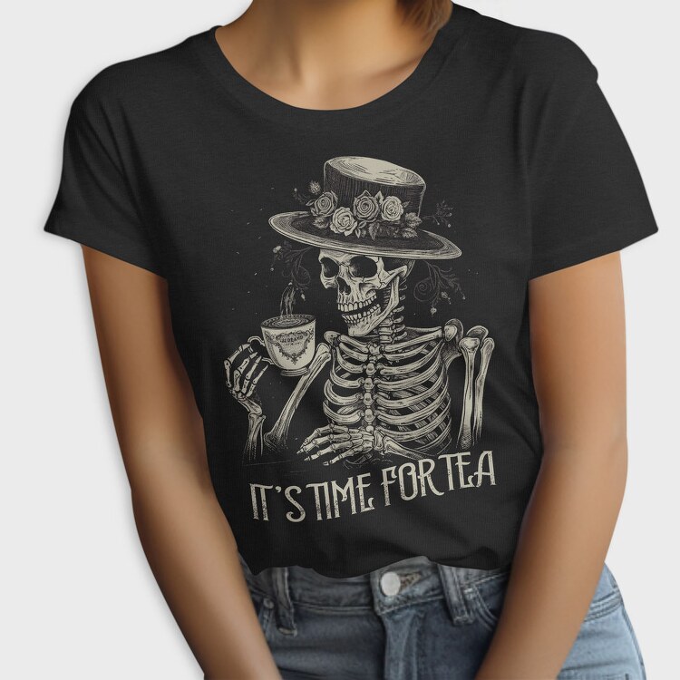 Tea Time Skeleton Grunge, Tricou Femei