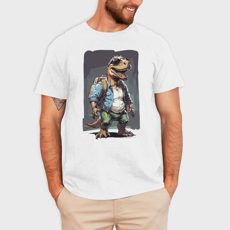 Adventurous Dinosaur T Rex, Tricou Barbati (Unisex)