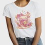 Floral Cup Of Tea Pink Kawaii, Tricou Femei