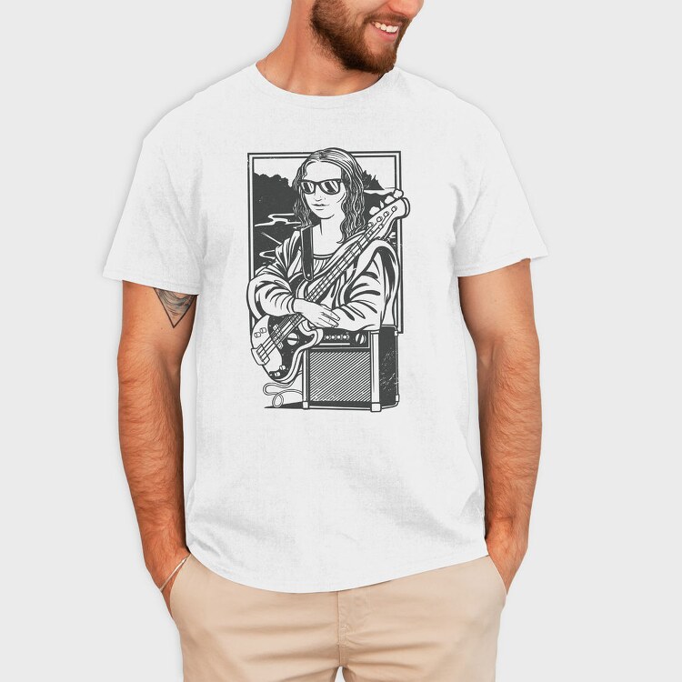 Mona Lisa Electric Guitar Rock, Tricou Barbati (Unisex)
