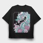 Floral Dragon Peranaken, Tricou Oversize Barbati (Unisex)