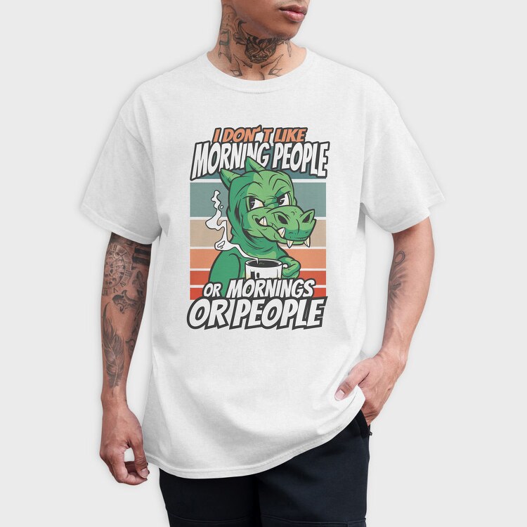 Introvert Cartoon Dinosaur Coffee, Tricou Barbati (Unisex)