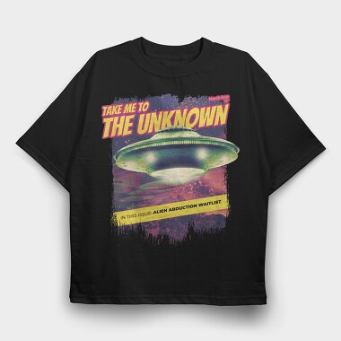Alien Abduction Magazine Ovnis The Unknown, Tricou Oversize Barbati (Unisex)