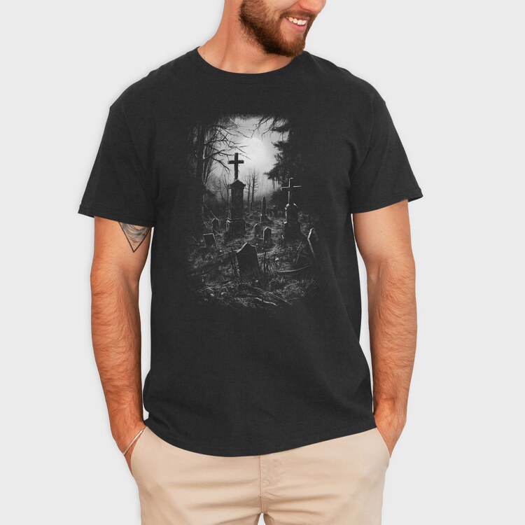 Old Graveyar Monochrome, Tricou Barbati (Unisex)