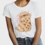 Cute Dog Pet Eating Pizza, Tricou Femei