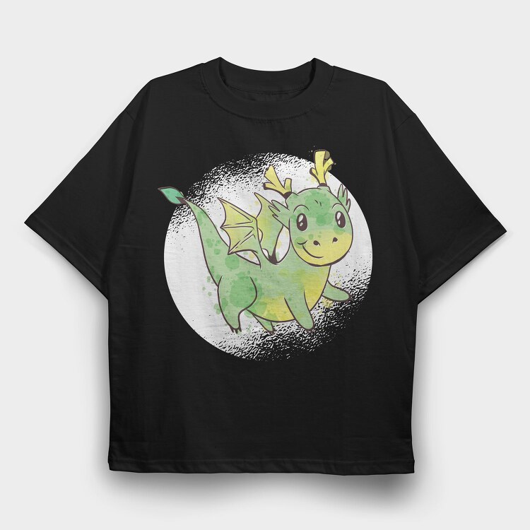 Cute Dragon Watercolor, Tricou Oversize Barbati (Unisex)