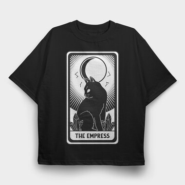 The Empress Tarot Card Cat, Tricou Oversize Barbati (Unisex)