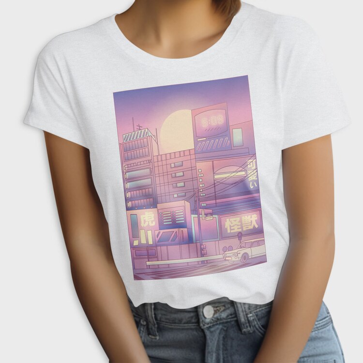 Monochromatic Vaporwave Japan City, Tricou Femei