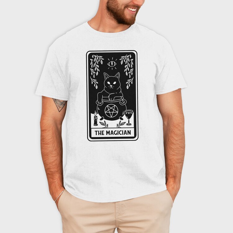 The Magician Tarot Card Cat, Tricou Barbati (Unisex)