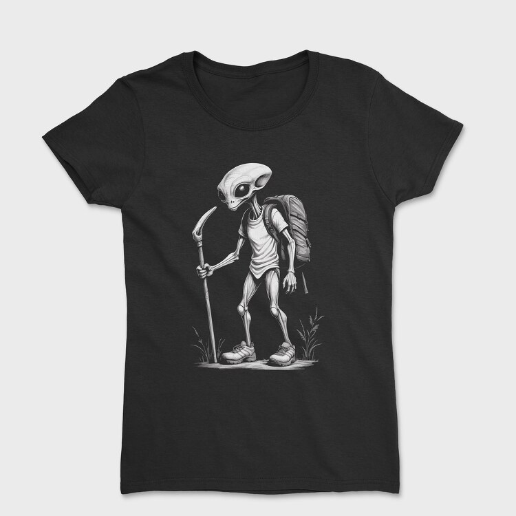 Tricou Femei, Alien Hiking Monochrome