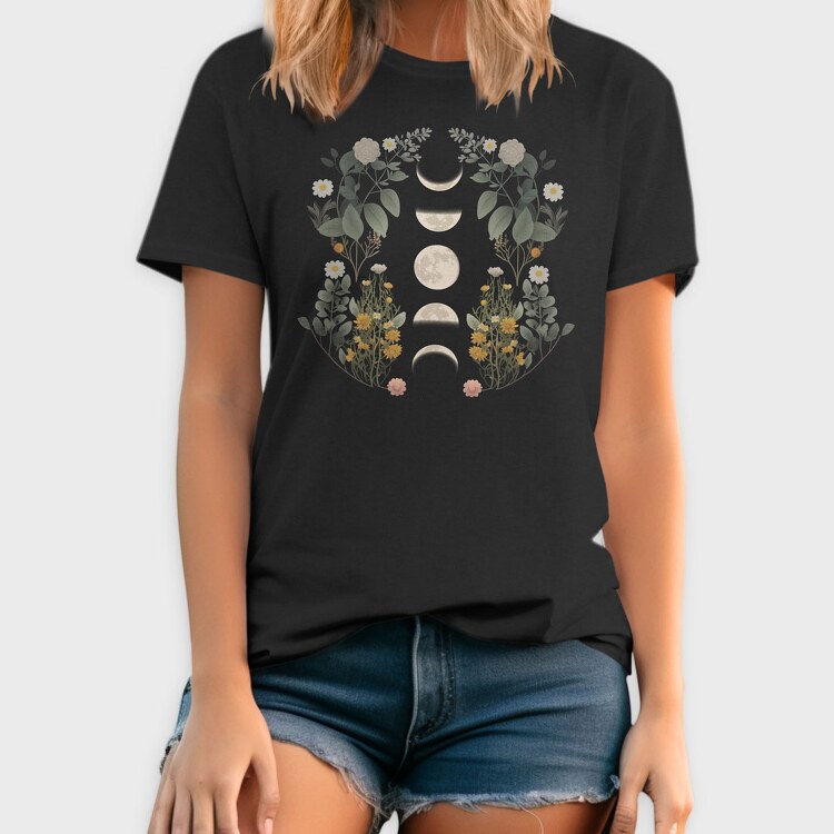 Moon Phases Dark Flowers, Tricou Barbati (Unisex)
