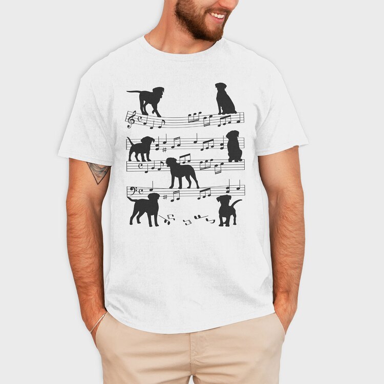 Music Staff Dogs, Tricou Barbati (Unisex)