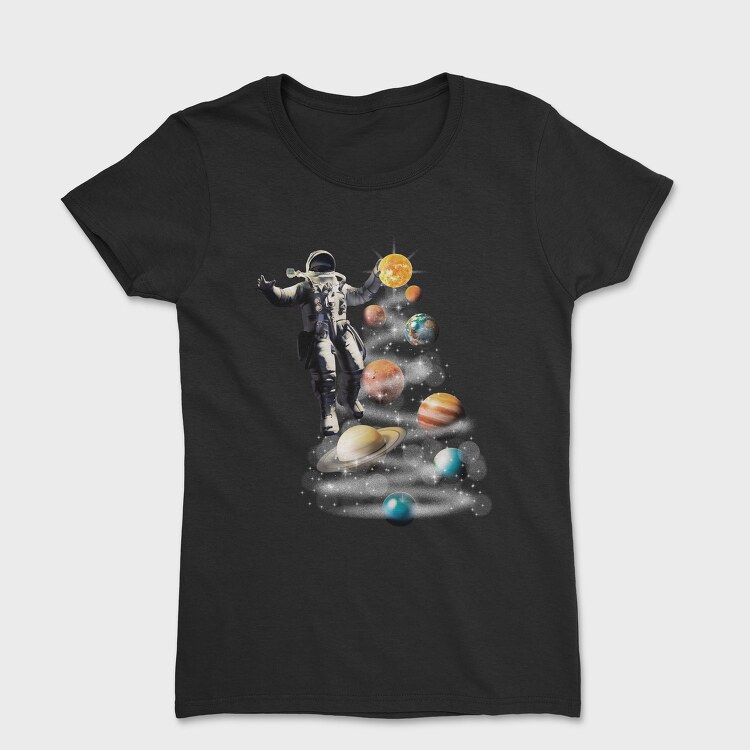 Tricou Femei, Astronaut Planets Christmas Tree