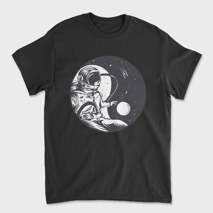 Tricou Barbati (Unisex), Astronaut Yin Yang