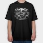 Monochrome Farm Chicken Illustration, Tricou Oversize Barbati (Unisex)