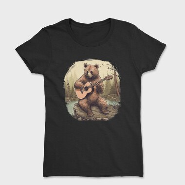 Tricou Femei, Bear Guitar Cottagecore