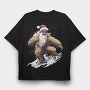 Yeti Santa Claus Snowboarding Adventure, Tricou Oversize Barbati (Unisex)