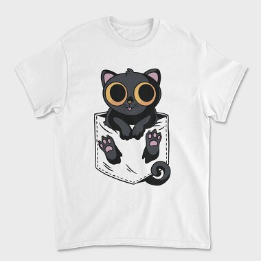 Tricou Barbati (Unisex), Black Cat in Pocket