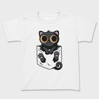 Tricou Copii, Black Cat in Pocket