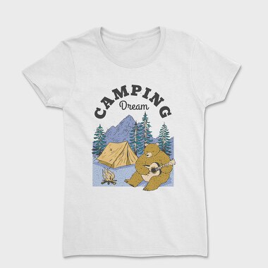 Camping Dream Bear Guitar, Tricou Femei