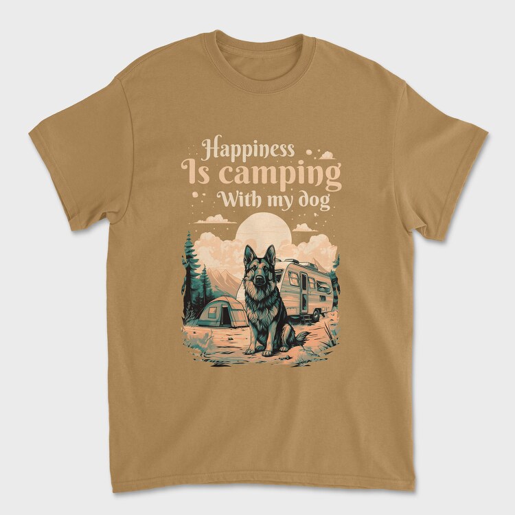 Camping With My Dog, Tricou Barbati (Unisex)