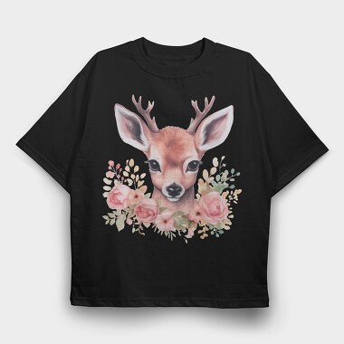 Florla Deer Throw Pillow, Tricou Oversize Barbati (Unisex)