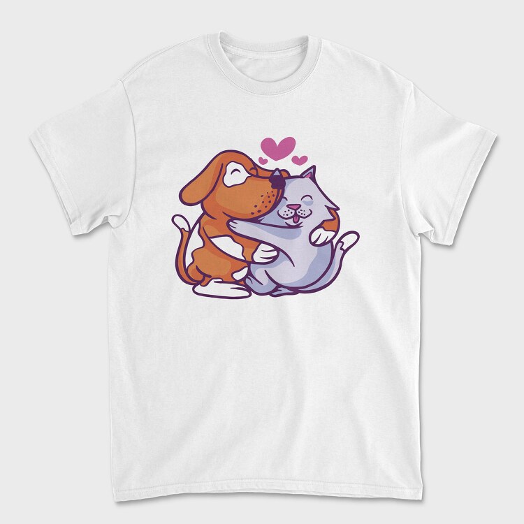 Cat and Dog Hugging, Tricou Barbati (Unisex)