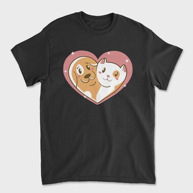 Cat Dog Love, Tricou Barbati (Unisex)